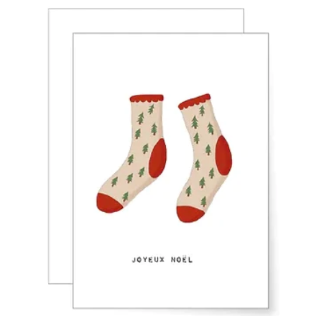 Carte pliée Chaussettes de noël - Miao Papeterie