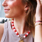 Collier de perles en pierre naturelle XL - mix orange/violet/rouge - Bazou