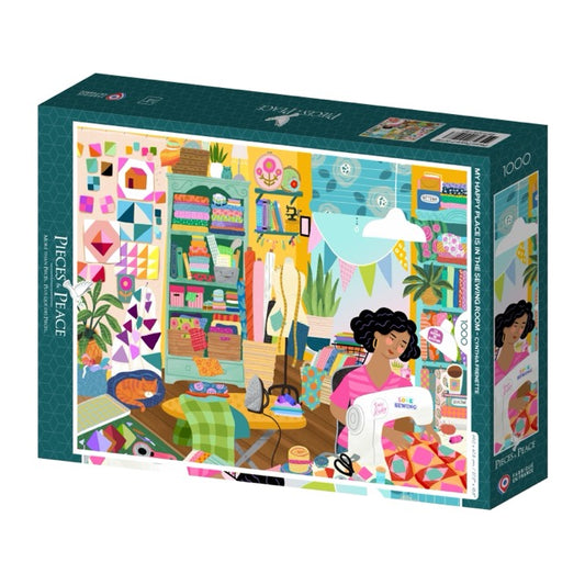 Puzzle 1000p My happy place is in the SEWING ROOM- Pieces and Peace