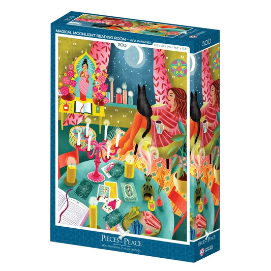 Puzzle 500p Magical Moonlight reading room - Pieces and Peace