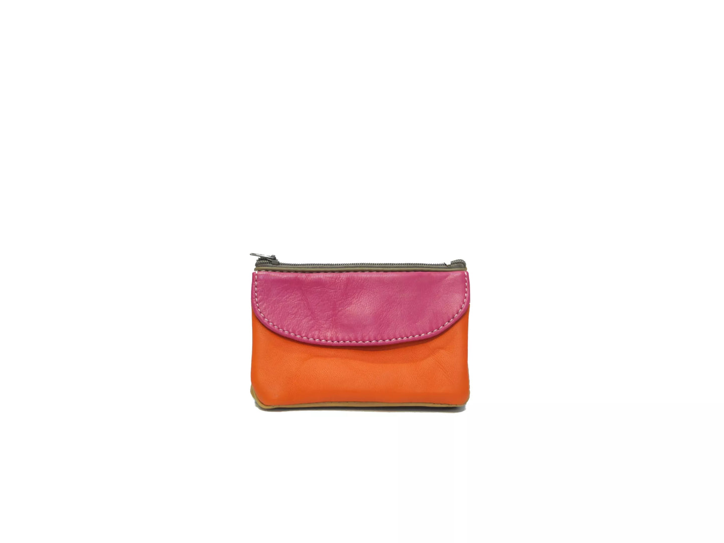 Porte monnaie double zippé en cuir d'agneau - Royal Marais