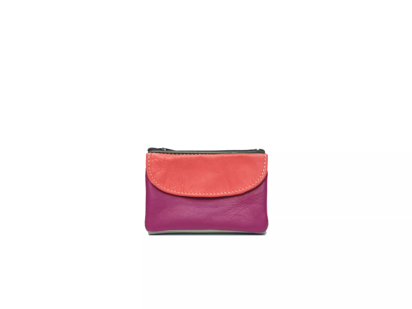Porte monnaie double zippé en cuir d'agneau - Royal Marais