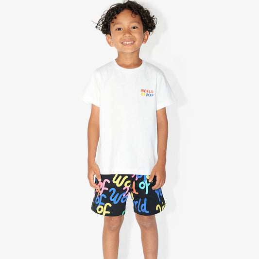 Short noir imprimé "World Of Pop" pour Enfants