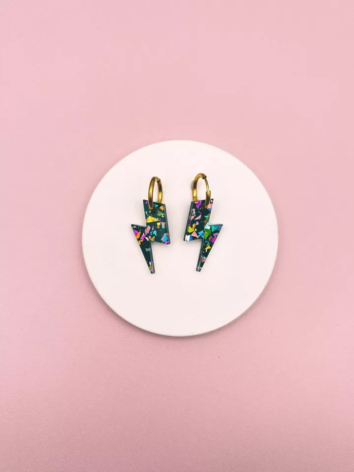Boucles d'oreilles Eclairs Terrazzo Pailletés - Studio Annette