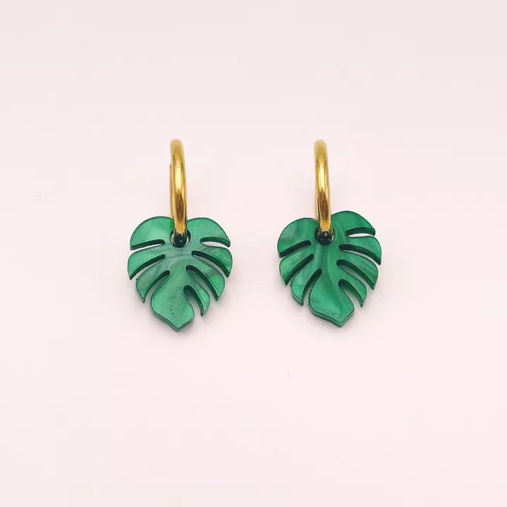 Boucles d'oreilles Créoles Feuilles Monstera - Studio Annette