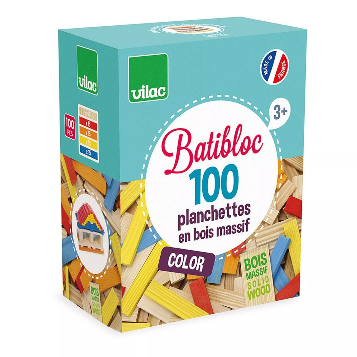 Jeu de construction en bois, Batibloc Color - Vilac
