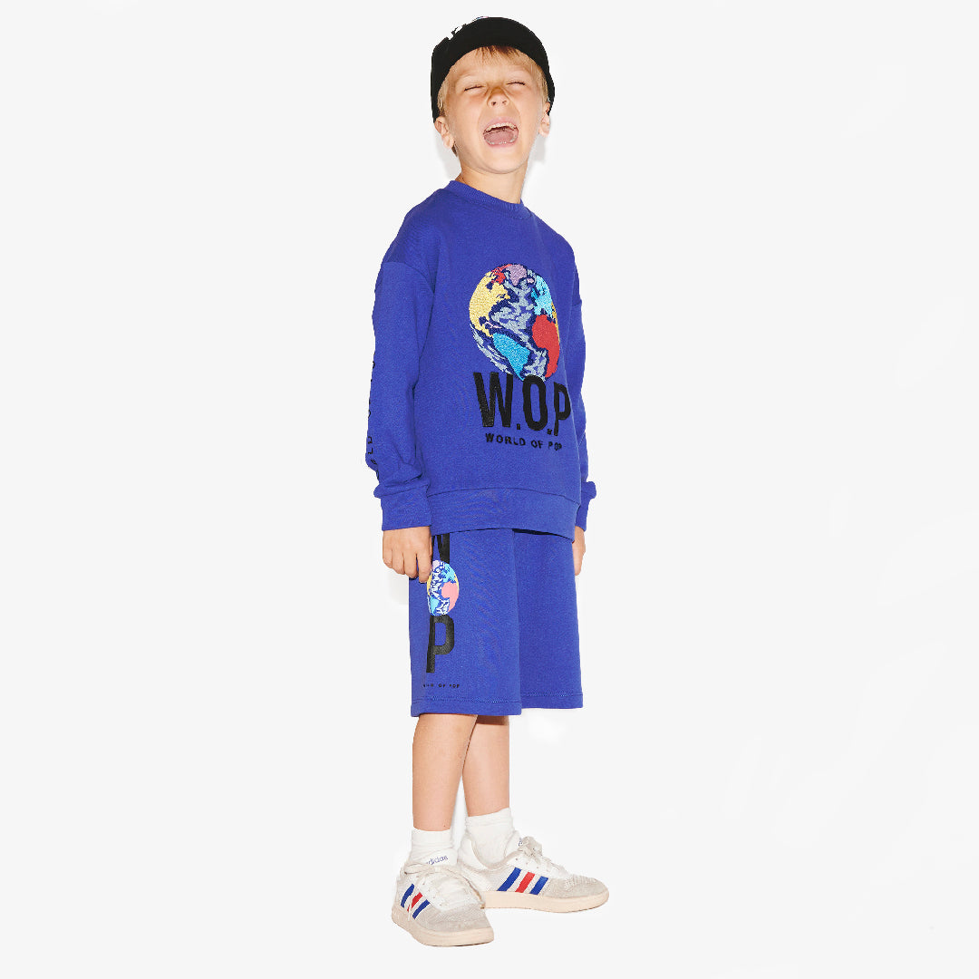 Short de sweat en coton bleu George Boys à rayures blanches Short de sweat en coton bleu George Boys à rayures blanches