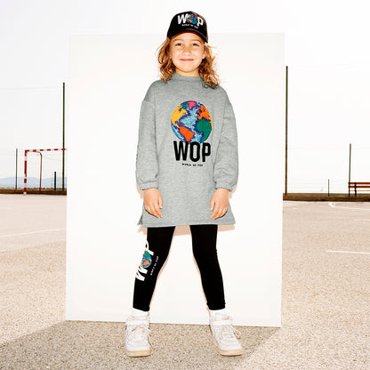 WOP-robe brodée grise pour enfant en coton bio