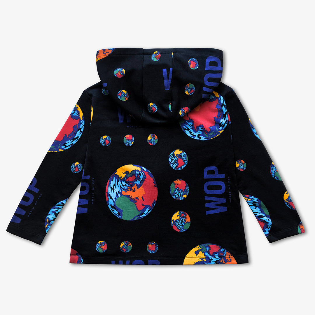 WOP-veste à capuche imprimée planète pour enfant éco-responsable-fille